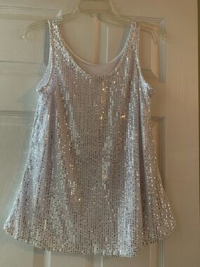 Sparkling Silver Sequin Women's Camisole Tank Top